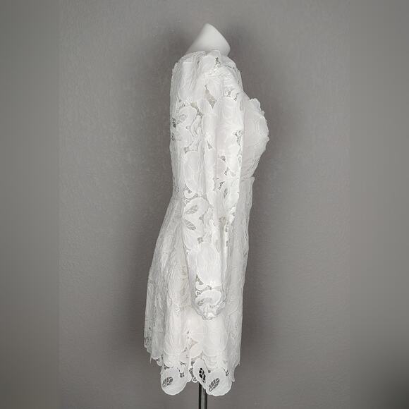 Jenny Yoo Chaya Levine Embroidered Cutout Fabric White Mini Dress Size 10 - Picture 3 of 16